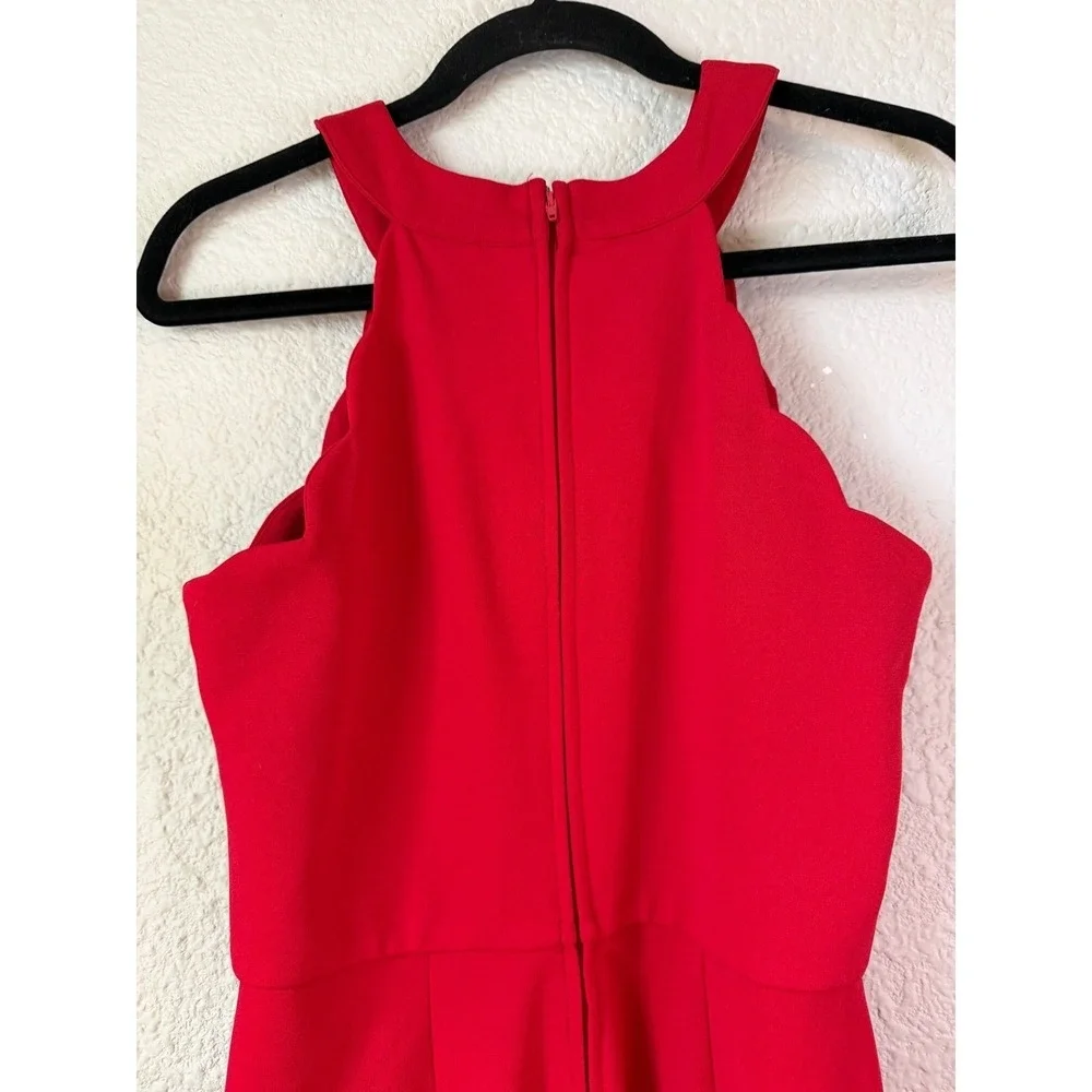 Red Halter Wide-Leg Jumpsuit - Picture 4 of 7